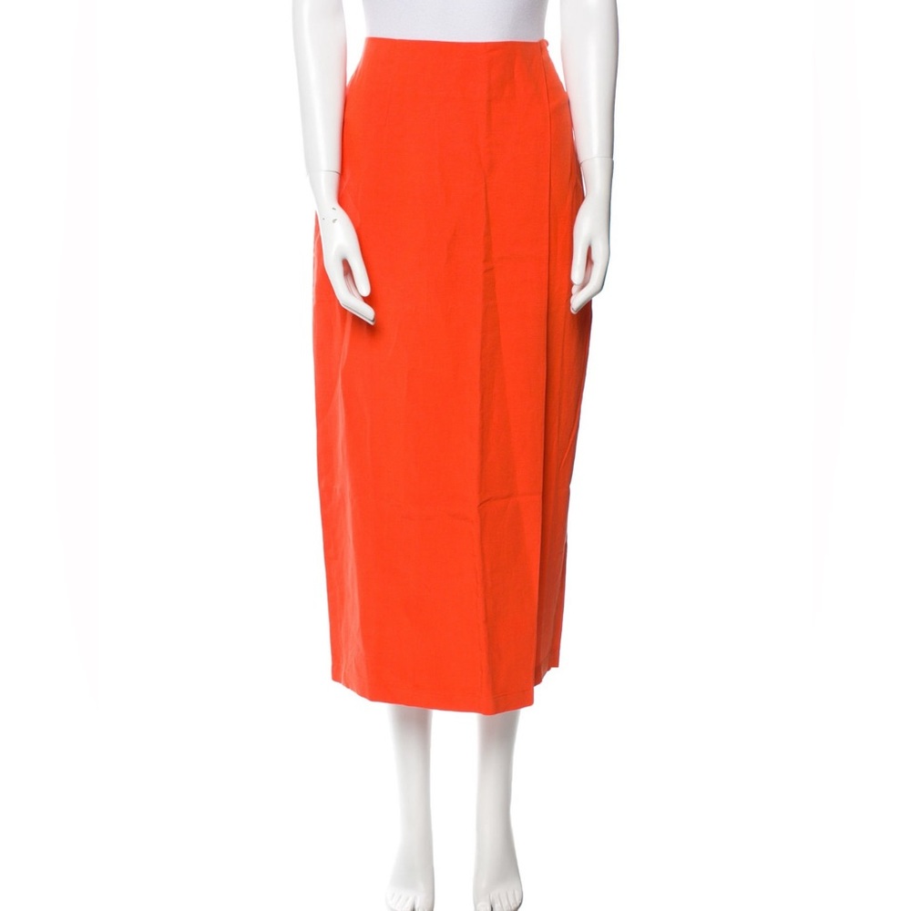 Mara Hoffman Linen Midi Orange Pencil Skirt